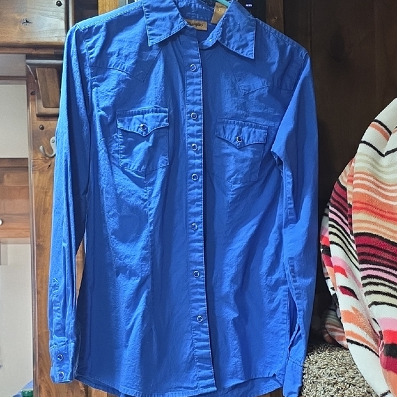 Wrangler Men's Vibrant Blue Casual Button Down Shirt - Picture 1 of 4